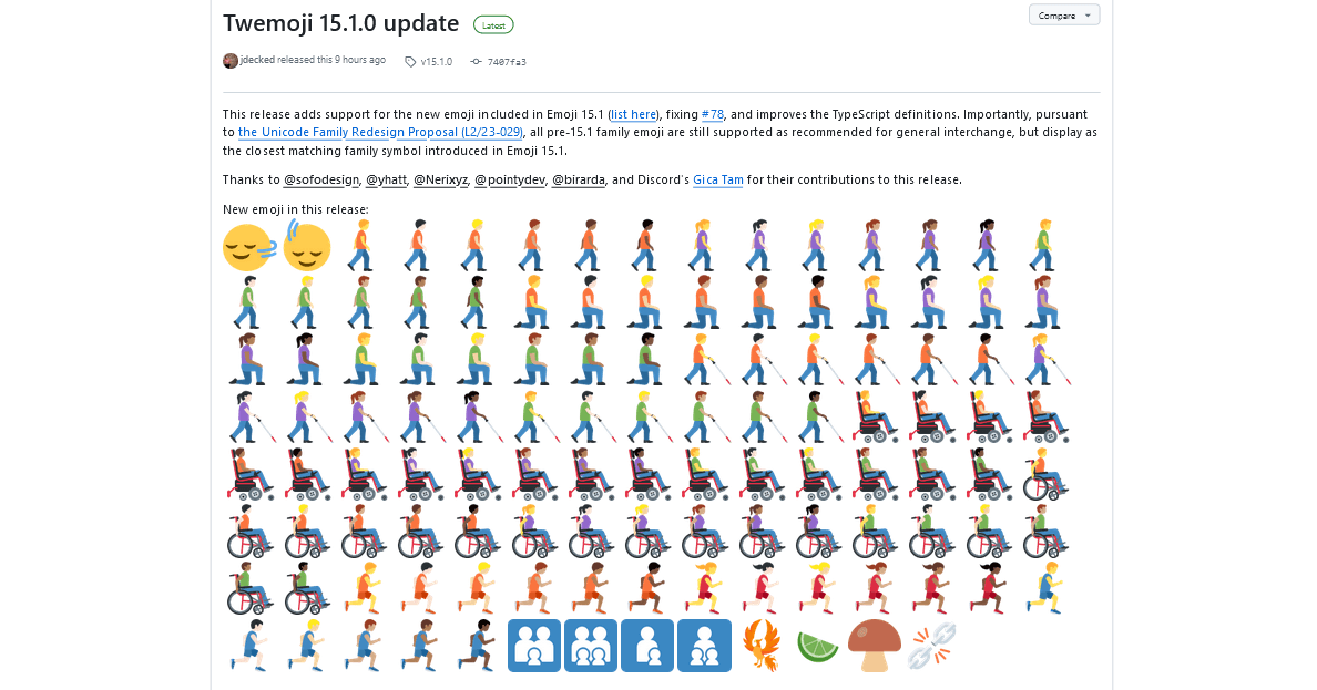 オープンソース版Twemoji 15.1.0のリリース ～Unicode Emoji 15.1に対応 | gihyo.jp