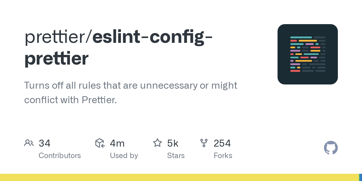 GitHub - prettier/eslint-config-prettier: Turns off all rules that are unnecessary or might conflict with Prettier.