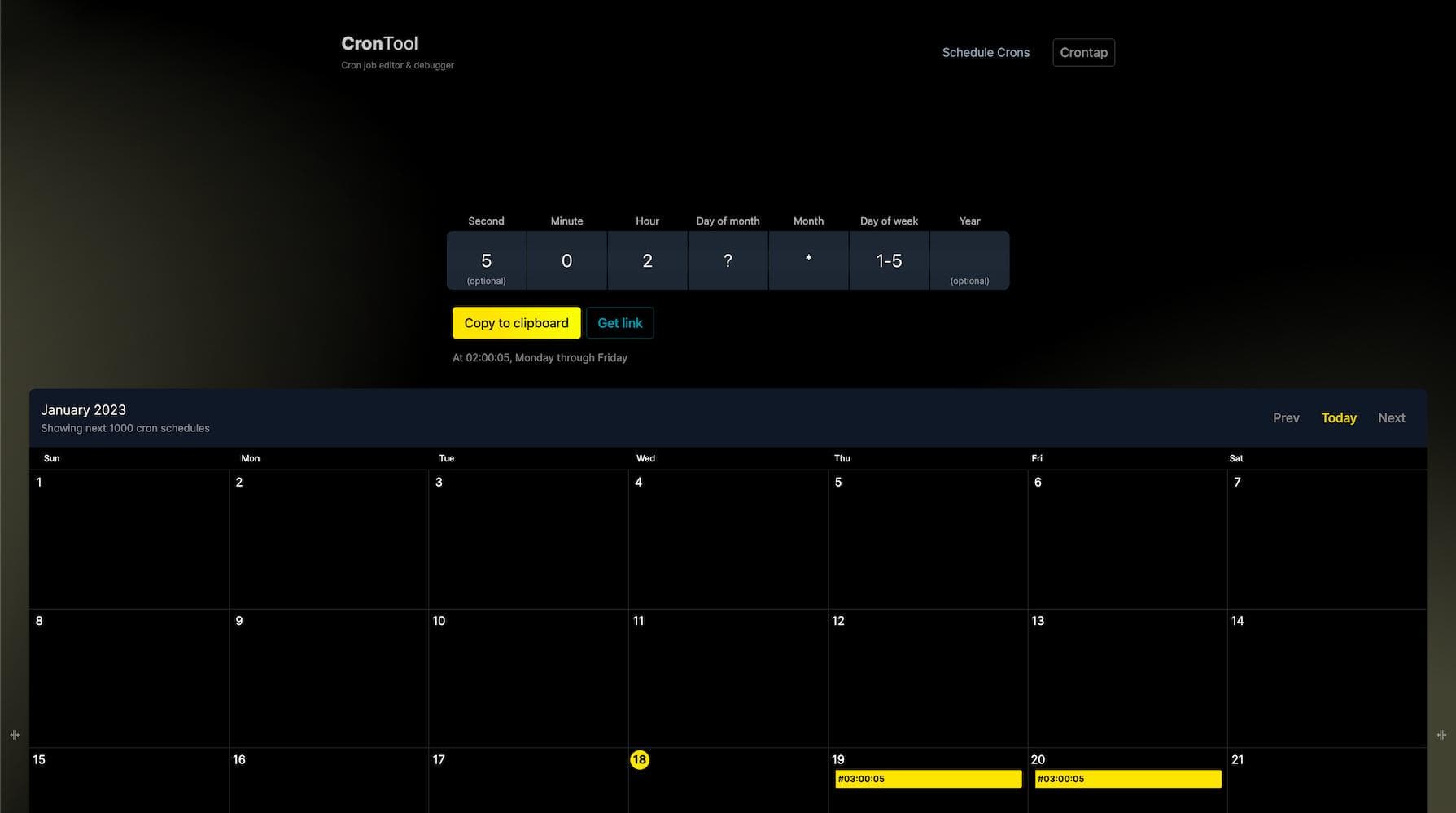 Cron job editor: multiple cron jobs, calendar view, AWS & Vercel cron support | CronTool