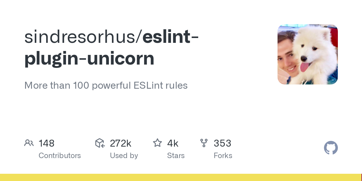 GitHub - sindresorhus/eslint-plugin-unicorn: More than 100 powerful ESLint rules