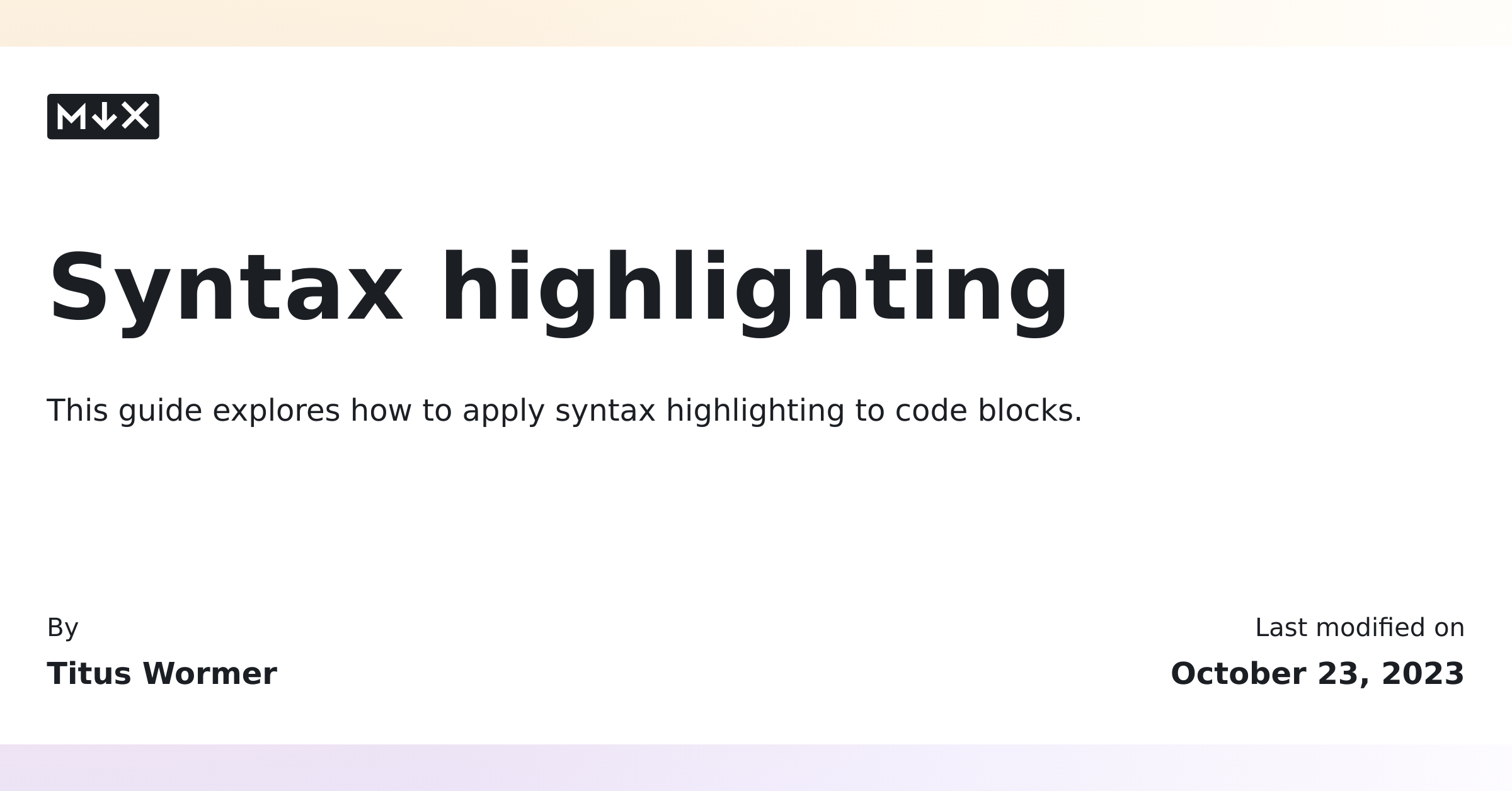 Syntax highlighting | MDX