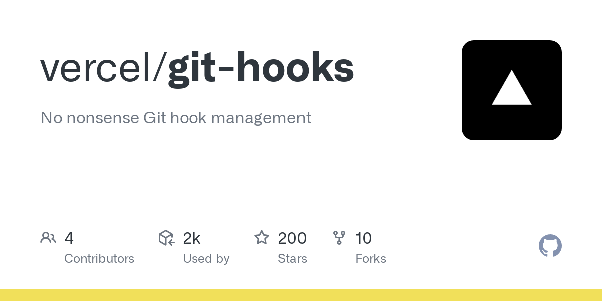 GitHub - vercel/git-hooks: No nonsense Git hook management