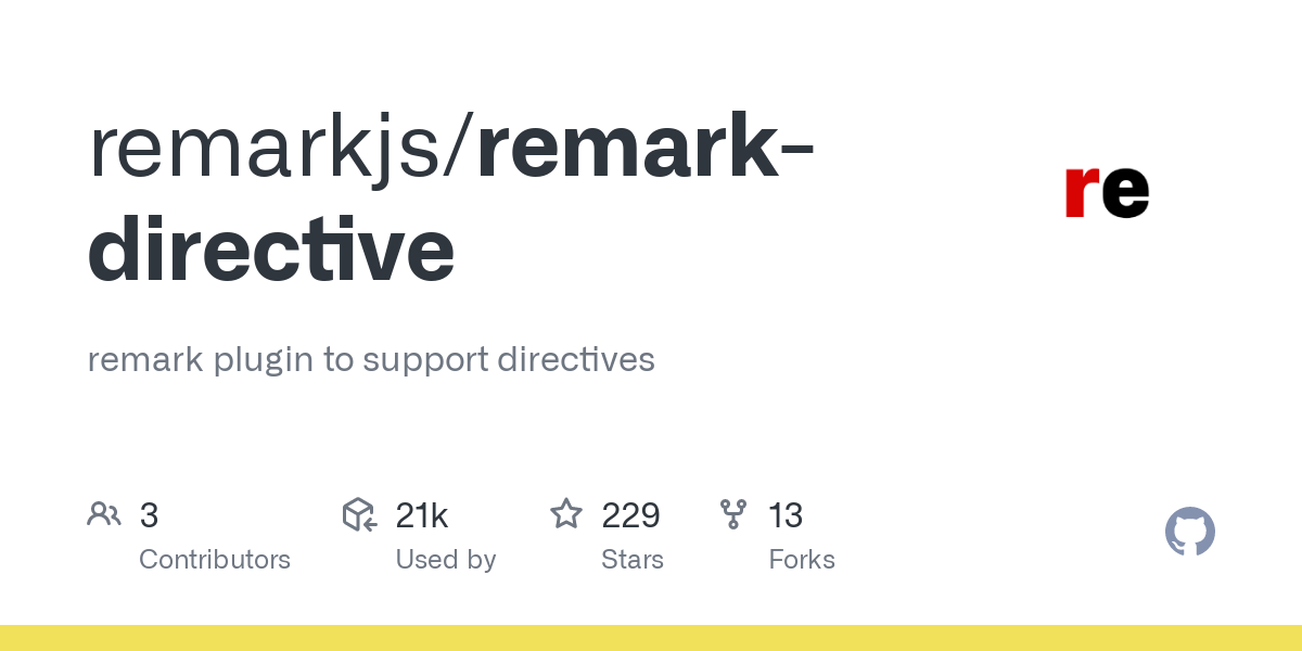 GitHub - remarkjs/remark-directive: remark plugin to support directives